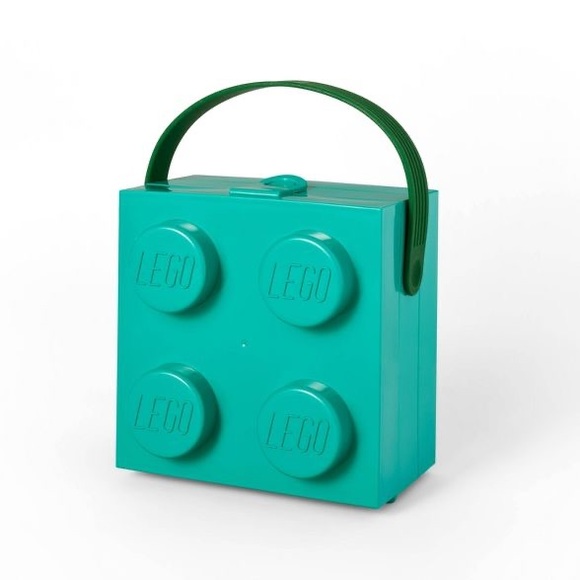 Lego Accessories - LEGO Brick Storage Box Clutch / Purse with Contrast Handle Teal/Green nwt